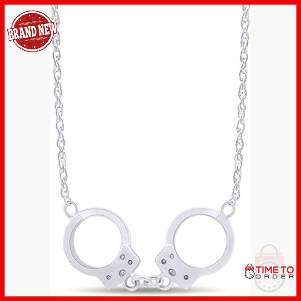 14k Gold Over Sterling Silver Handcuffs Choker Necklace 18" Chain